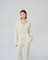 Ivory V-neck sweater — Wholesale enquiries, View 2