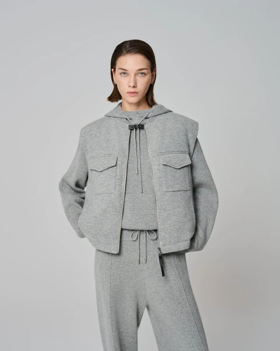 Graue Jacke im Lagenlook