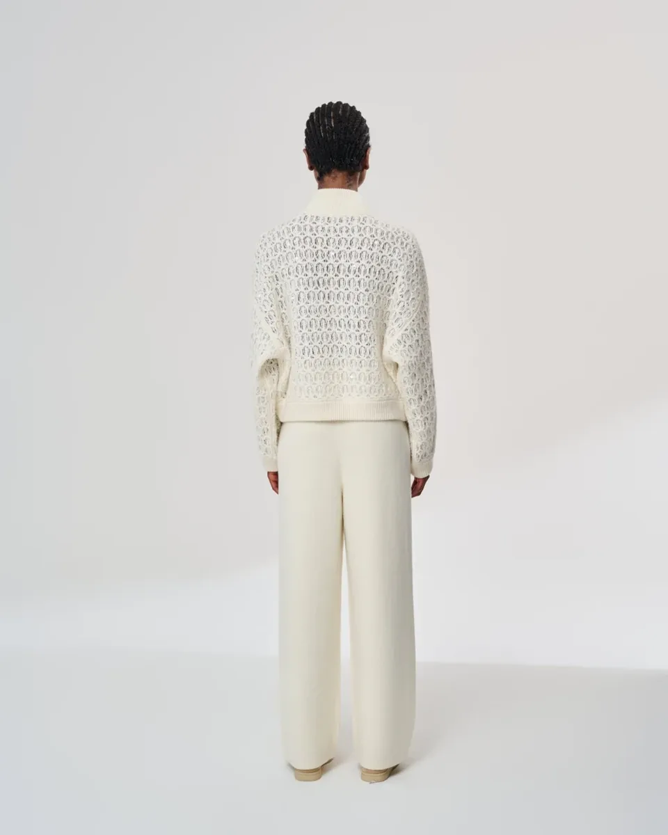 Cardigan traforato con zip
