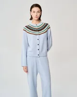 Blue patterned cardigan · 2