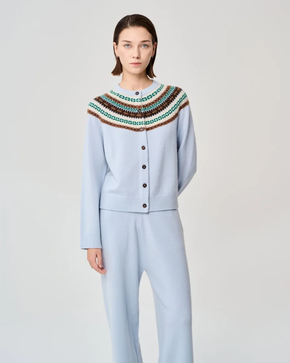 Cardigan azzurro fantasia
