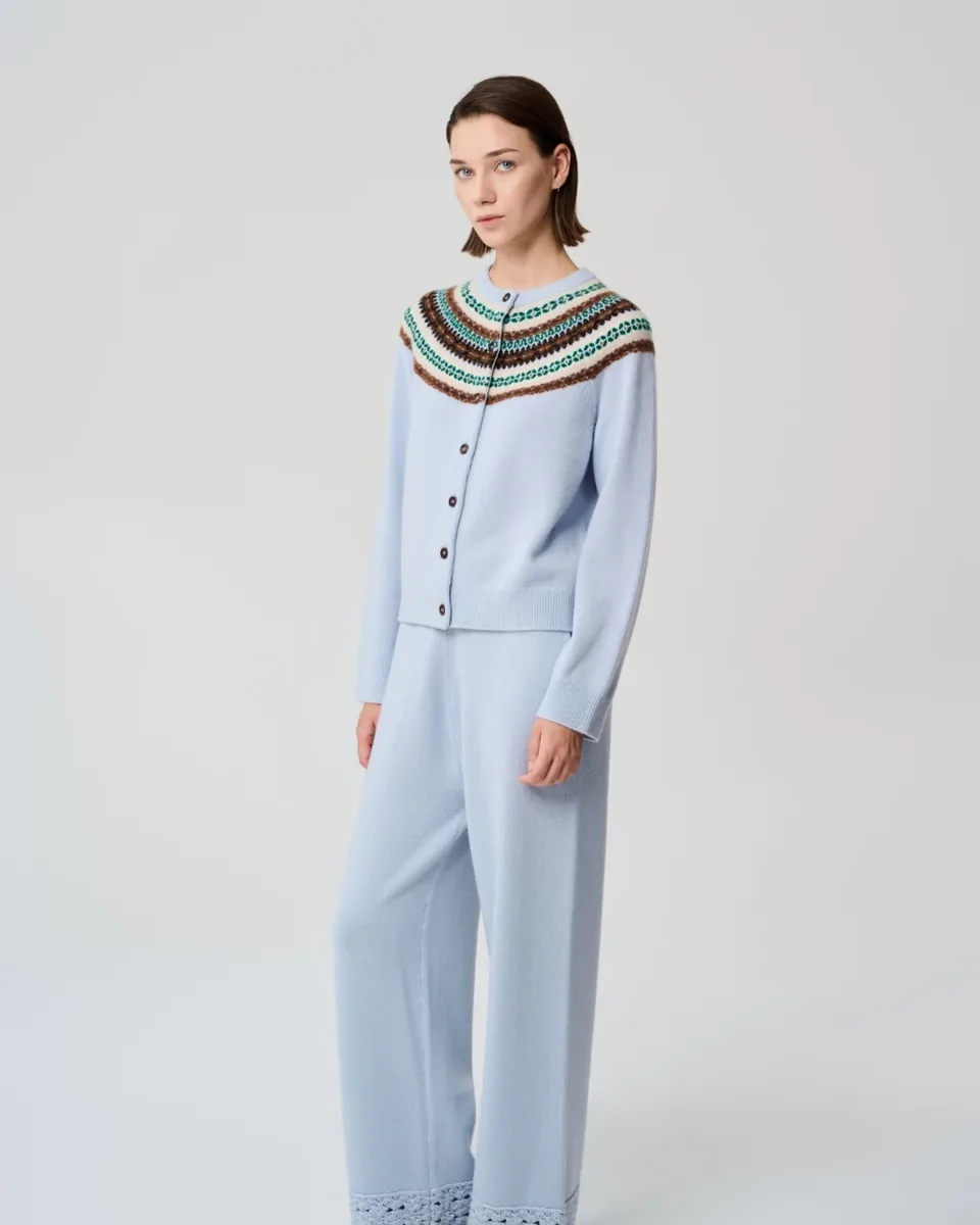 Cardigan azzurro fantasia