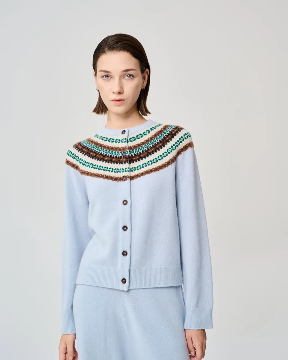 Cardigan azzurro fantasia