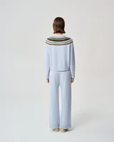 Blue patterned cardigan · 6