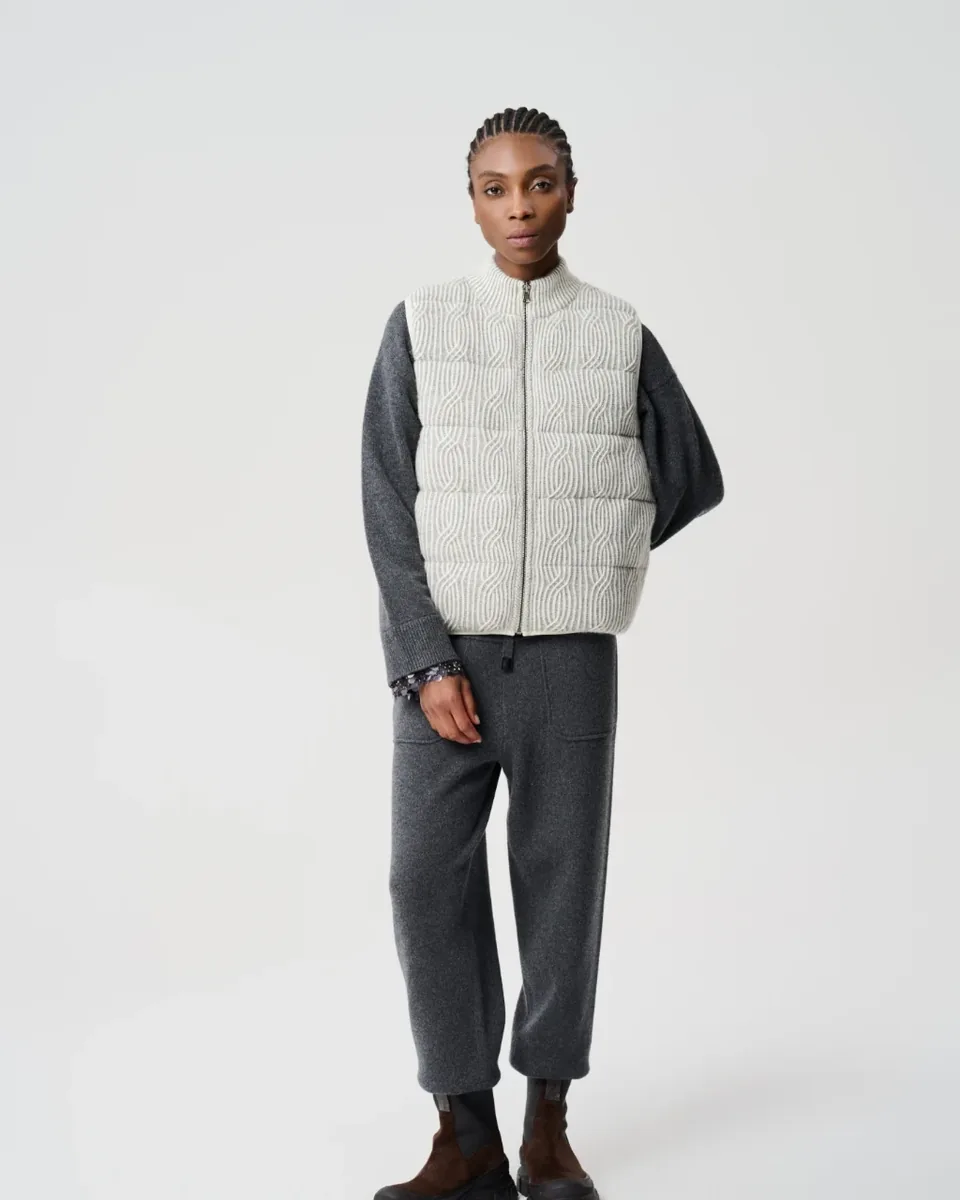 Gilet imbottito color perla