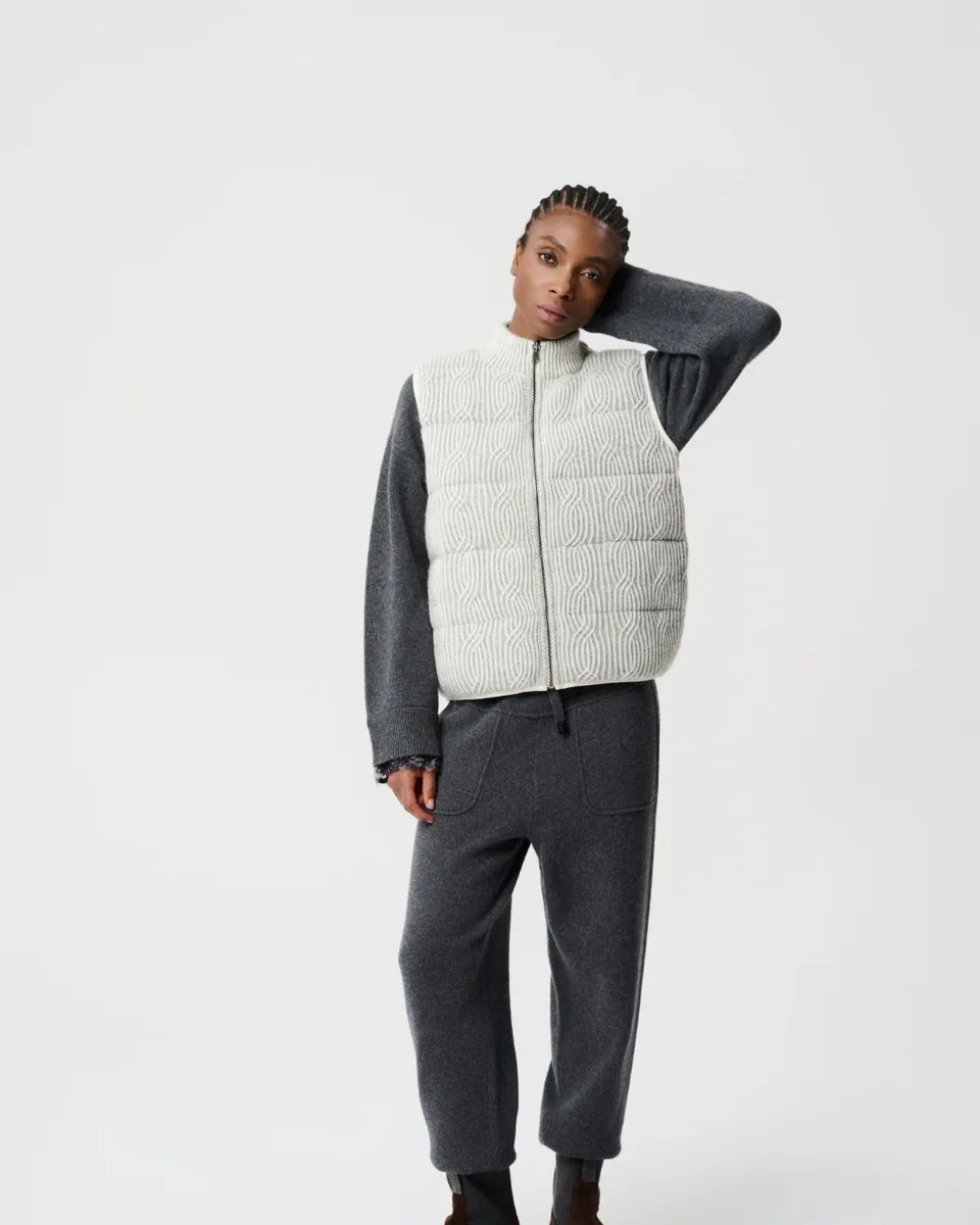Gilet imbottito color perla