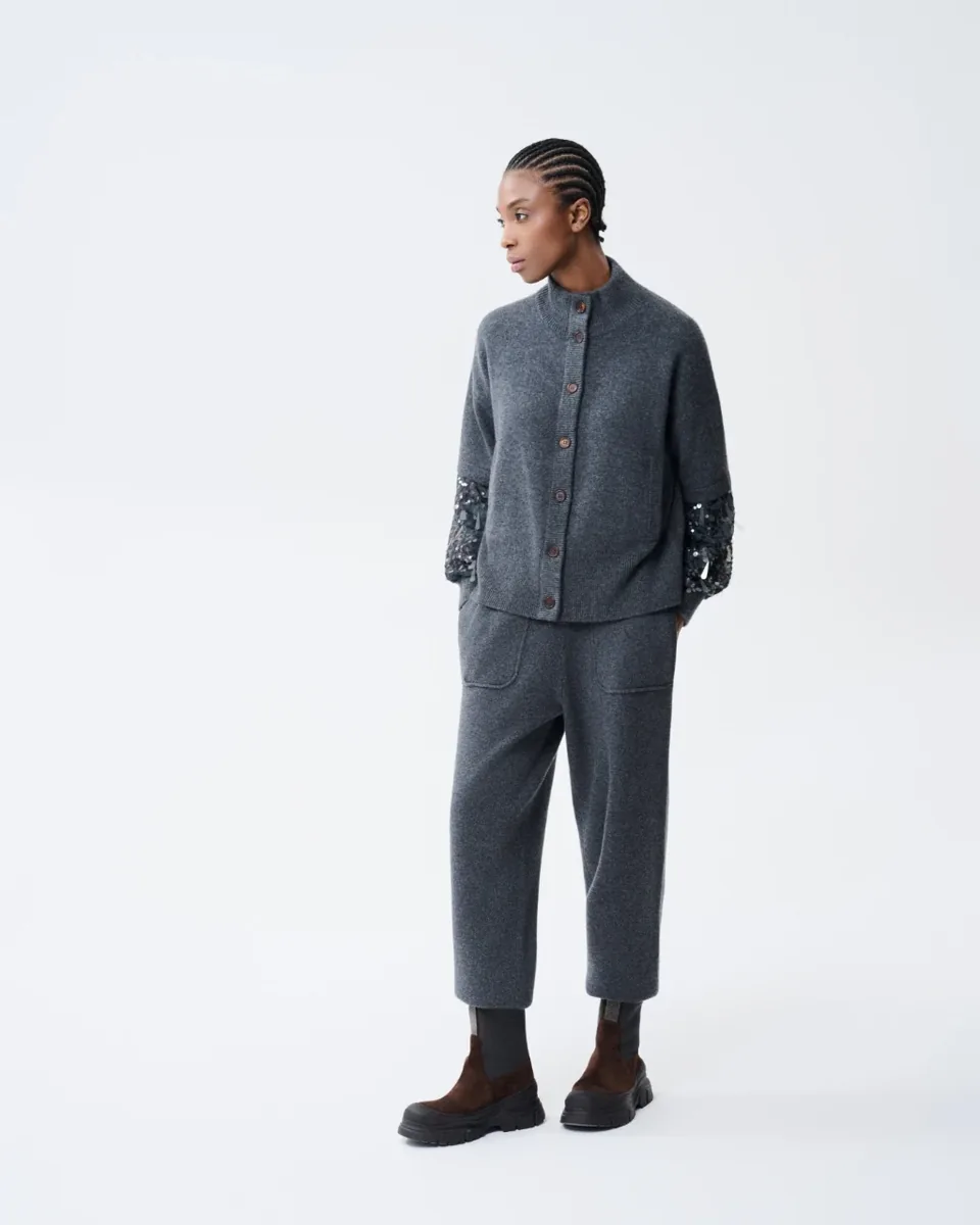 Cardigan antracite decorato