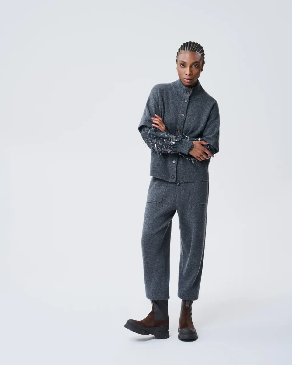 Cardigan antracite decorato