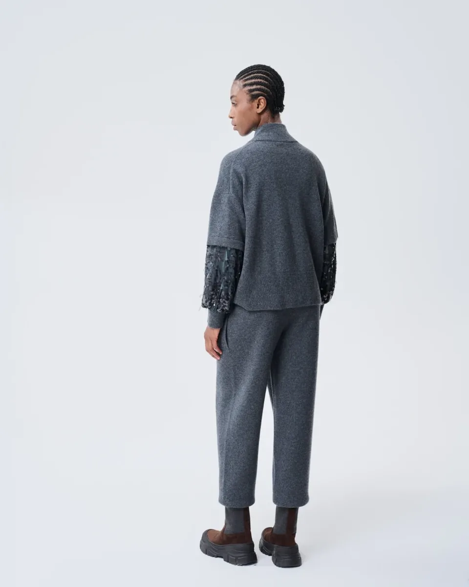 Cardigan antracite decorato
