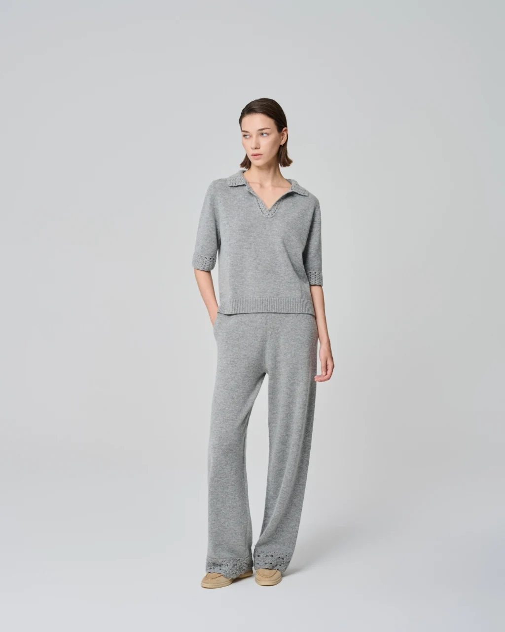 Grey polo sweater, View 1