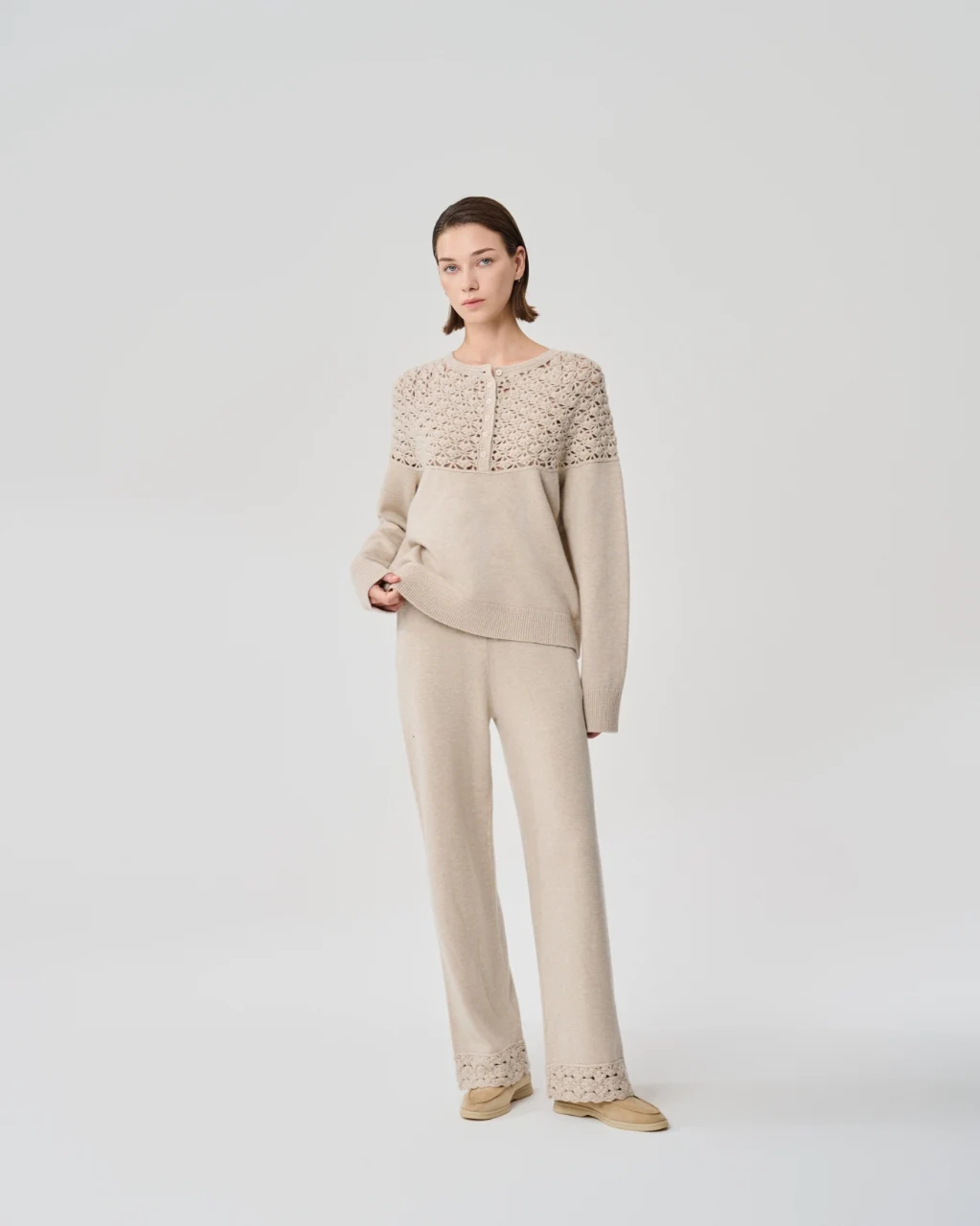 Openwork yoke knit, View 1