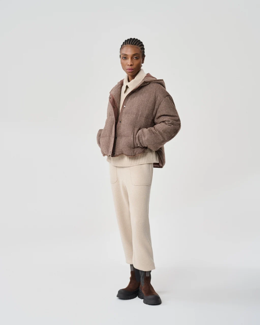 Brown hooded jacket, View 1