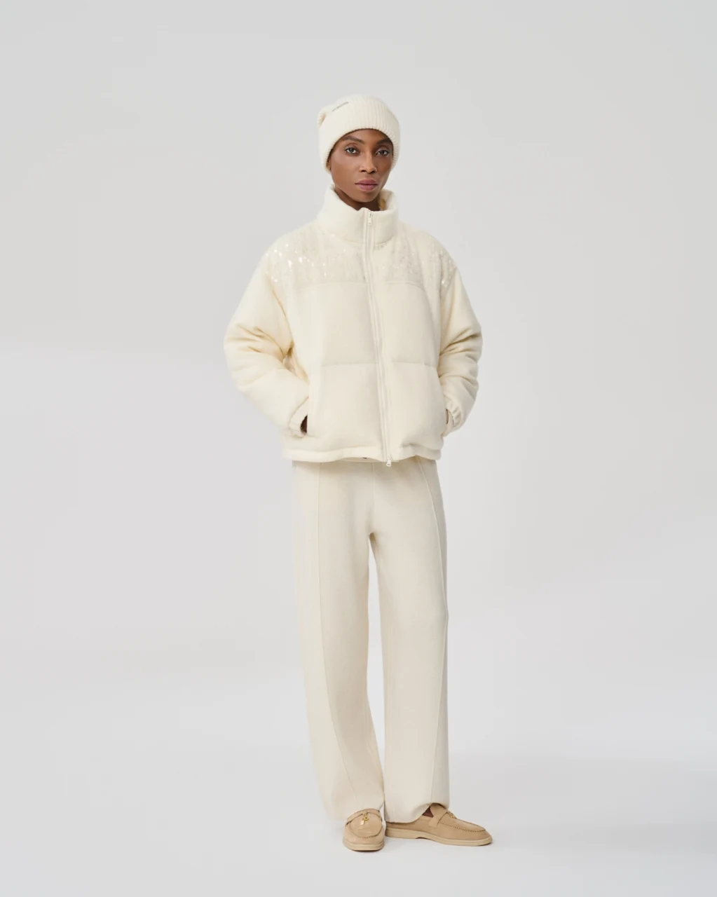 Ivory padded jacket, View 1