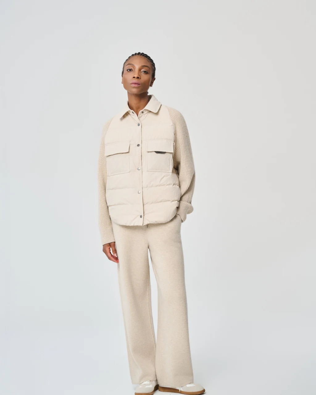 Ivory padded overshirt, View 1