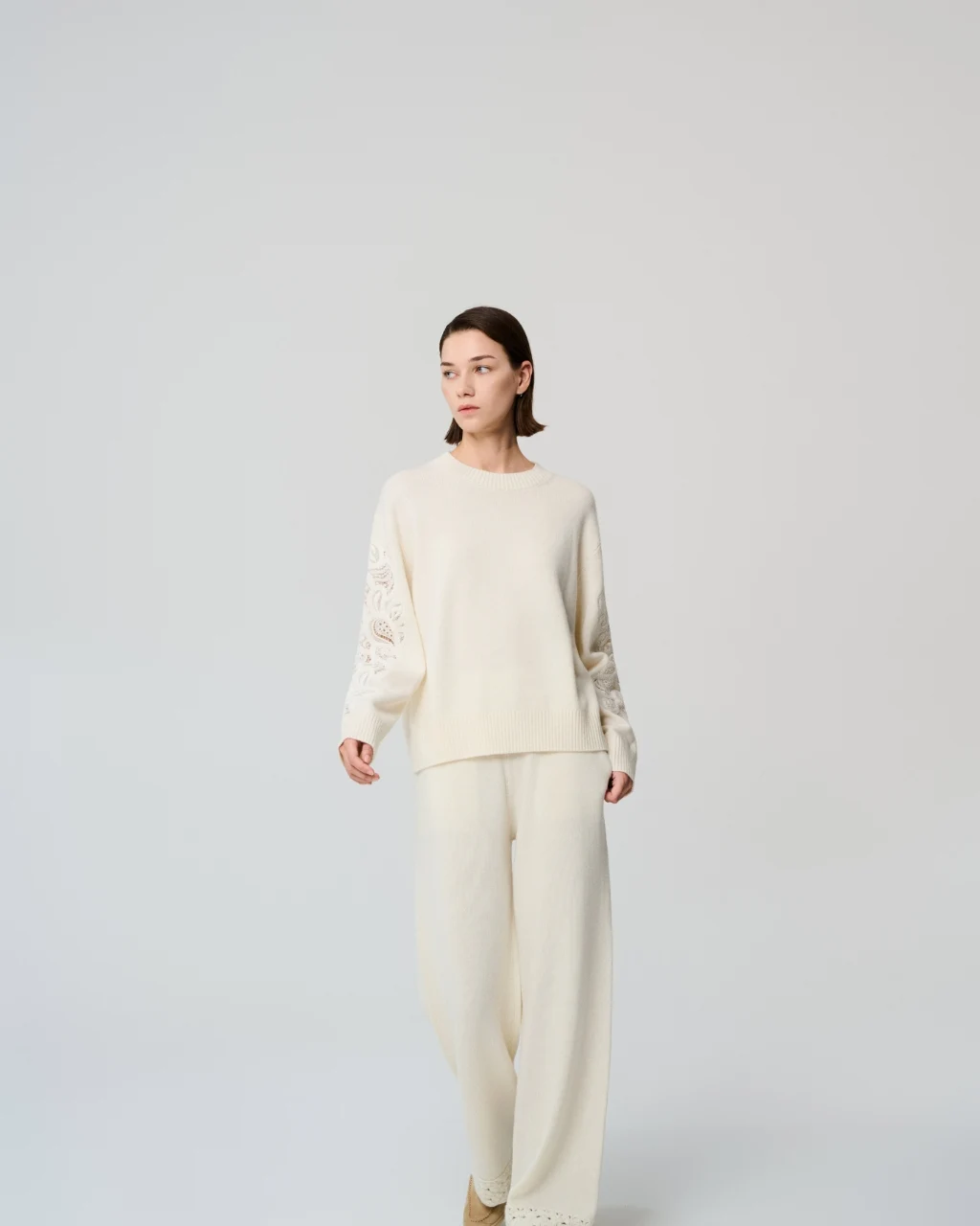 Embroidered sleeve sweater, View 1