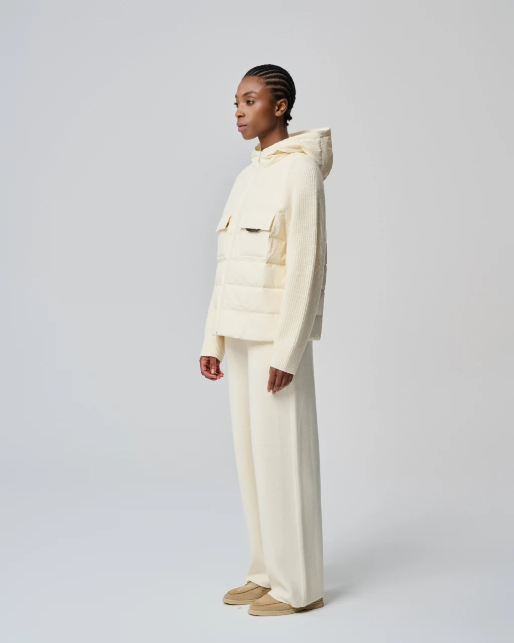 Ivory hooded vest, View 1