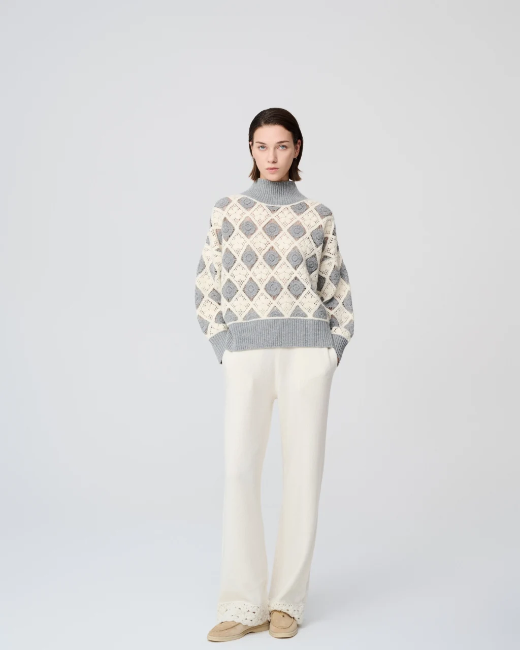 Diamond knit sweater, View 1