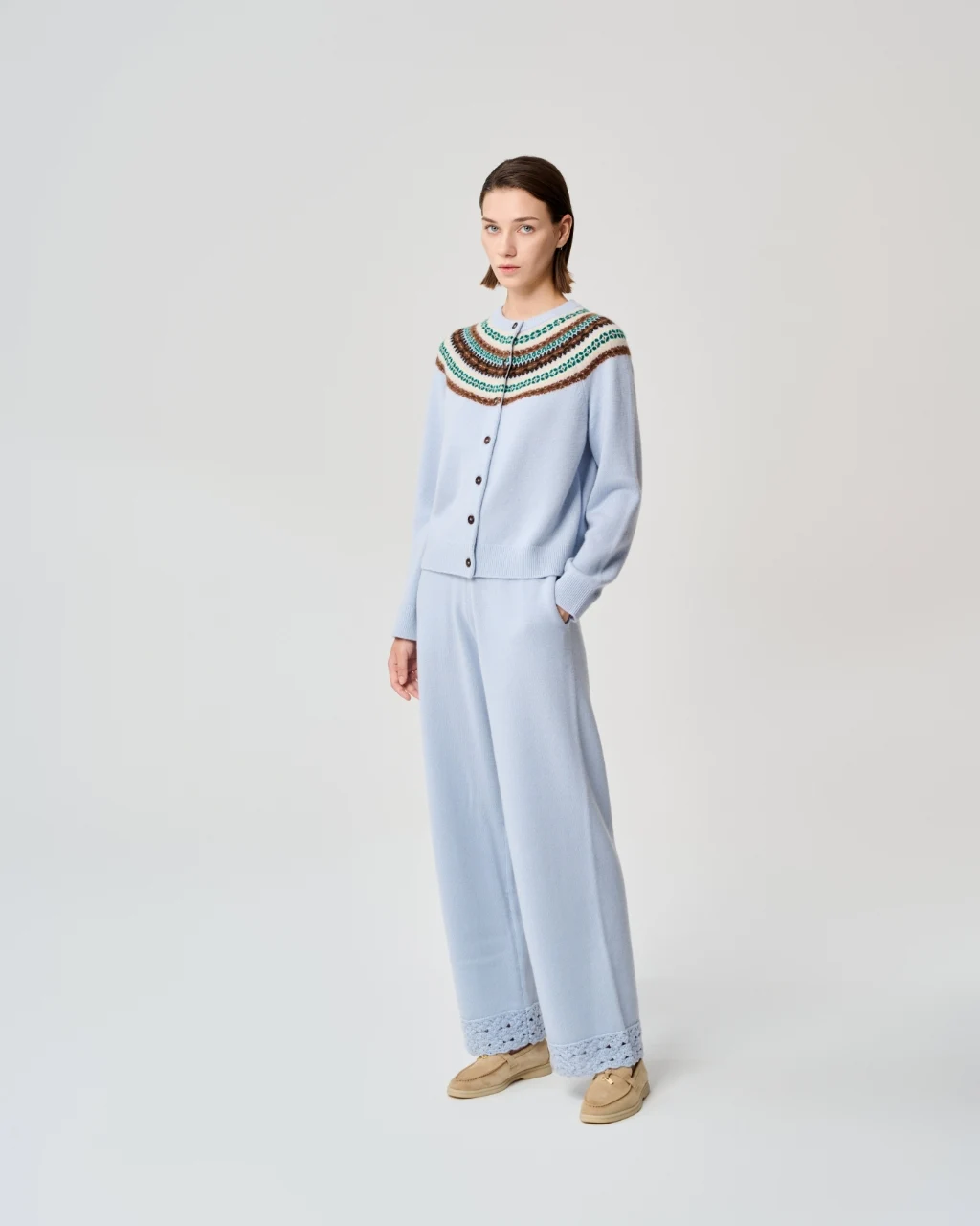 Blue patterned cardigan, View 1
