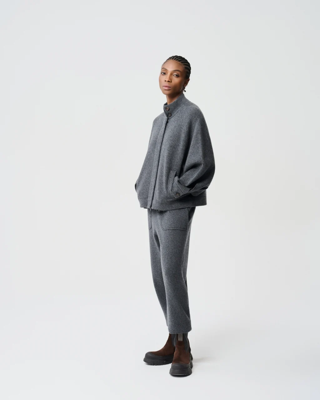 Charcoal zip cardigan, View 1