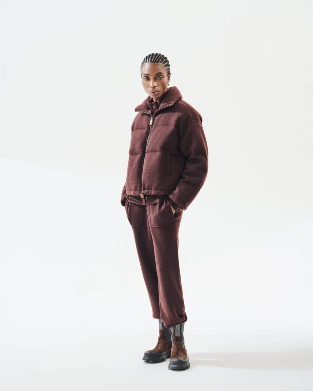Burgundy padded jacket, View 1