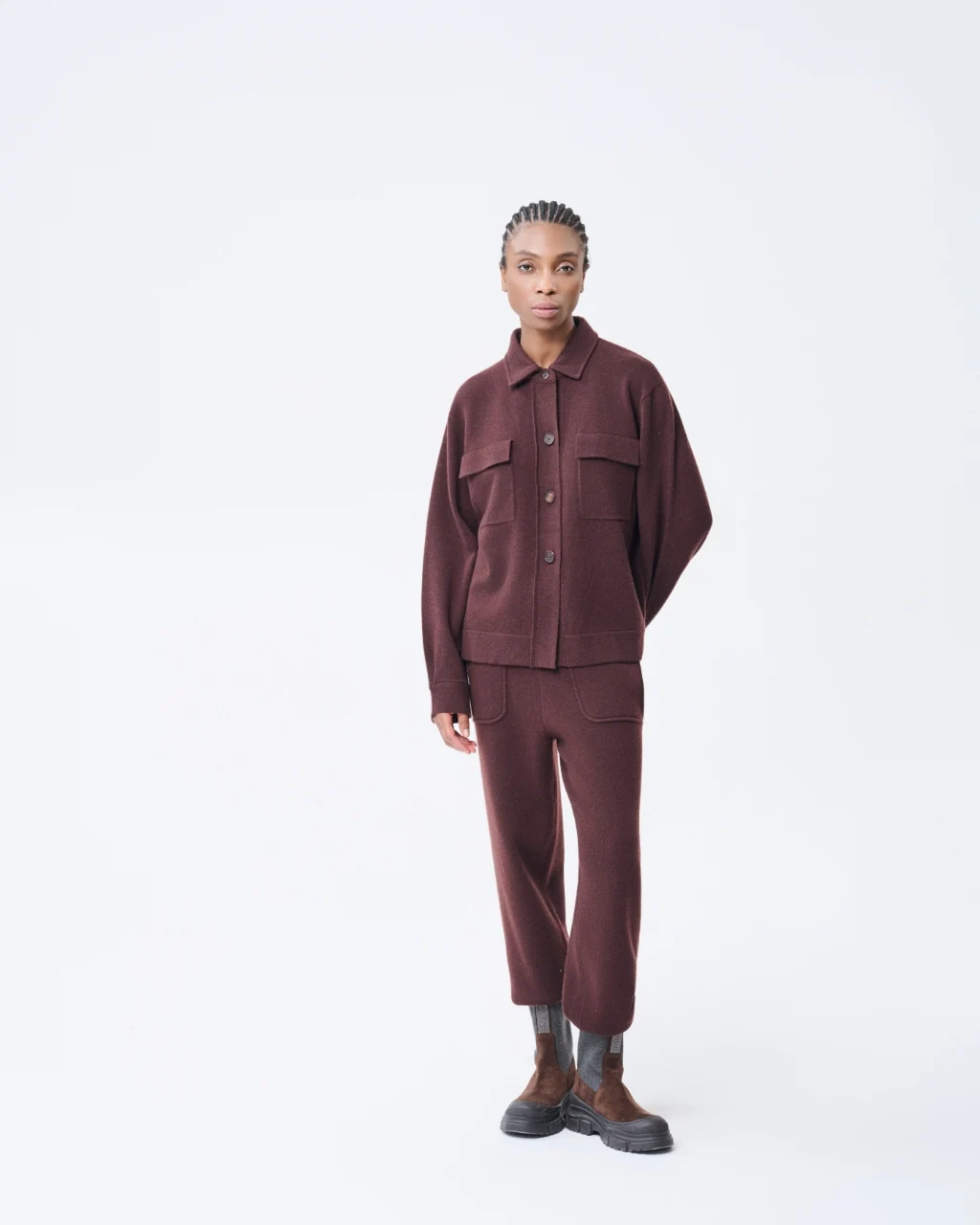 Burgundy button jacket, View 1