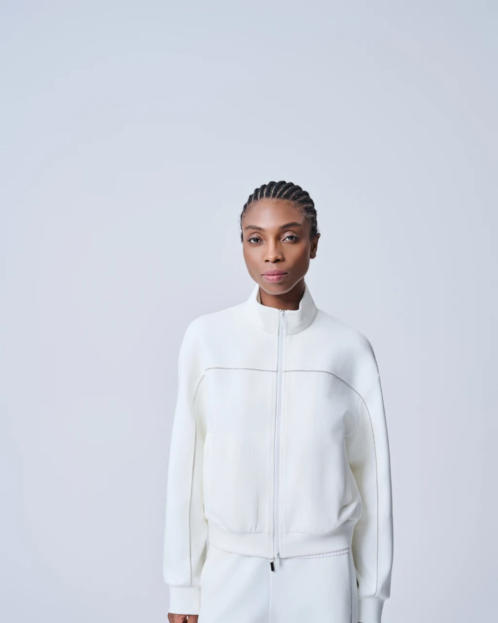 White button-neck knit, View 1